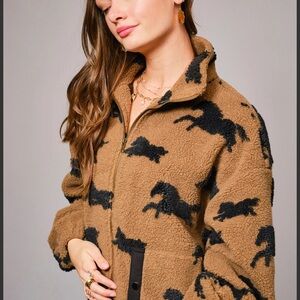 NWT Women's Equestrian Brown and Black Sherpa Jacket